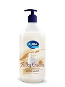 АУРА Крем-мыло 1л Шелк и Рисовое молочко с дозатором