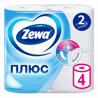Туалетная бумага "Zewa Плюс " 2-х сл. 4 шт. Белая