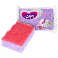 Fresh idea губка для тела массаж (крупнопористый+массажный поролон, форма "прямоугольник"), 1шт