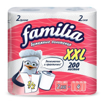 Полотенца бумажные FAMILIA  БОЛЬШИЕ  Белые 2х-сл. XXL 2 рулона