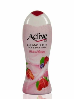Актив гель-скраб для душа 400мл Клубника со сливками