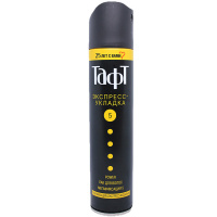 "Тафт" 225 мл. Лак/5/ Power (Черный) Экспресс укладка Мегафиксация Жёлтая полоса