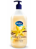 АУРА Крем-мыло 1л Шелк и Ваниль с дозатором