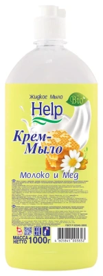 Жидкое мыло ХЭЛП 1000 мл Молоко Мед фото в интернет-магазине KUTAVA