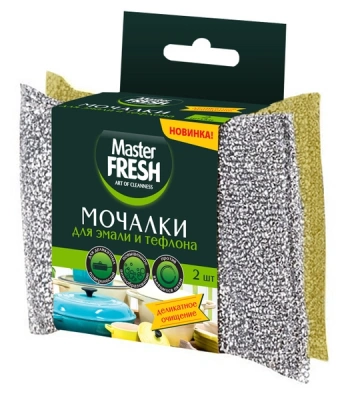Мастер Фреш Губки д/посуды 2шт  Эмаль и Тефлон фото в интернет-магазине KUTAVA